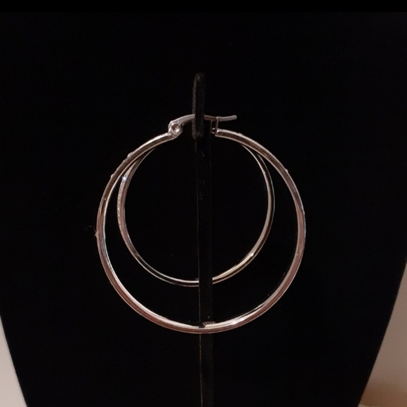 Diamond Channel-set Eternity Hoop Earrings - Picture 6 of 10